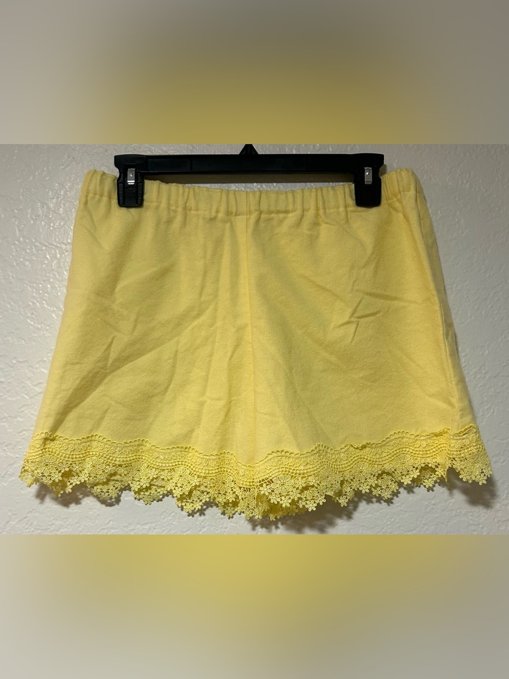 Yellow Lace Trim Lounge Shorts